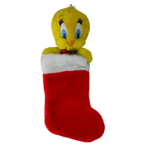 Warner Brothers Tweety Bird Christmas Stocking 16" Plush 1997 Vintage - Picture 1 of 5